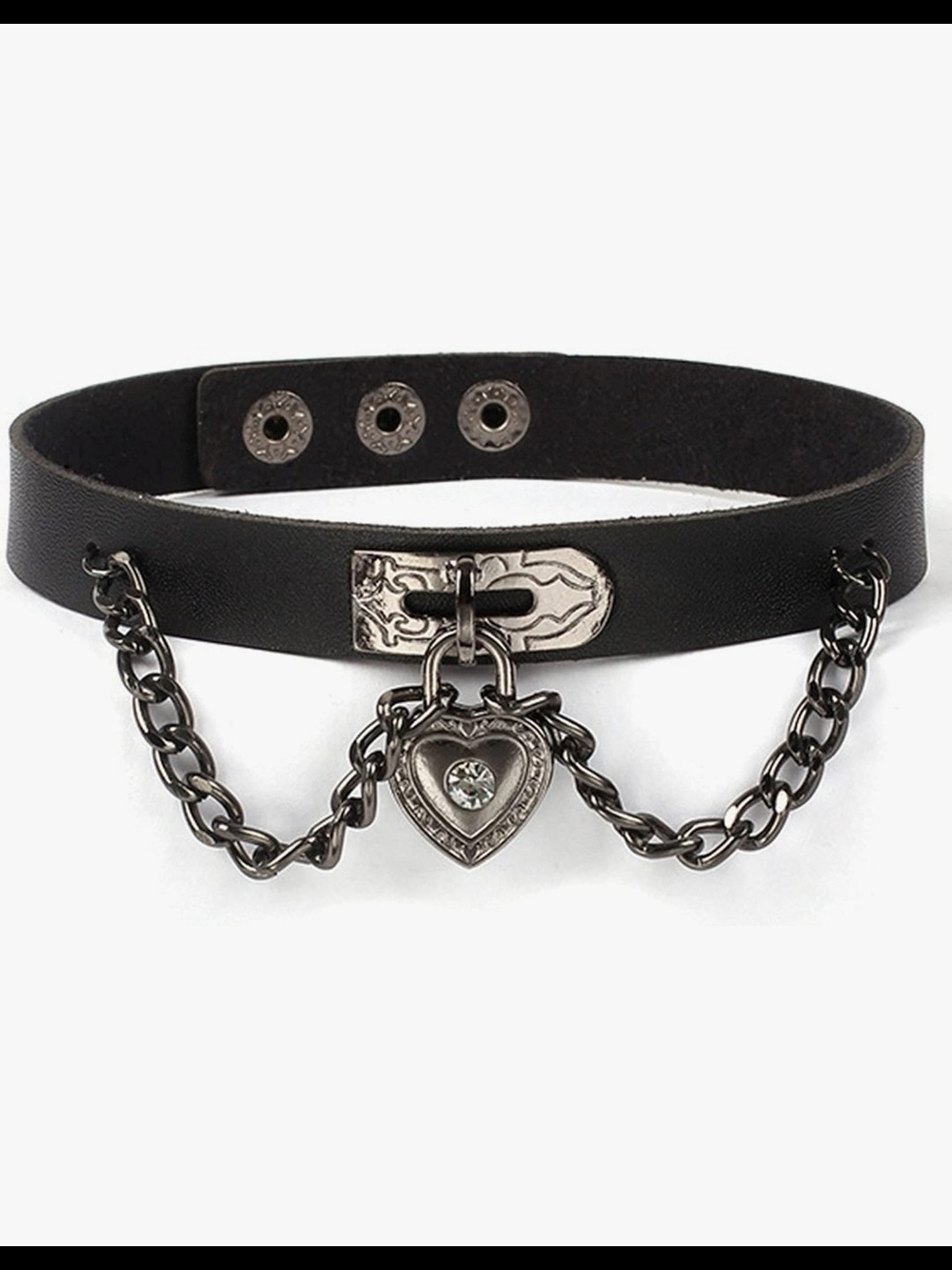 Black Heart Charm Chain Choker Goth Punk Alternative Necklace